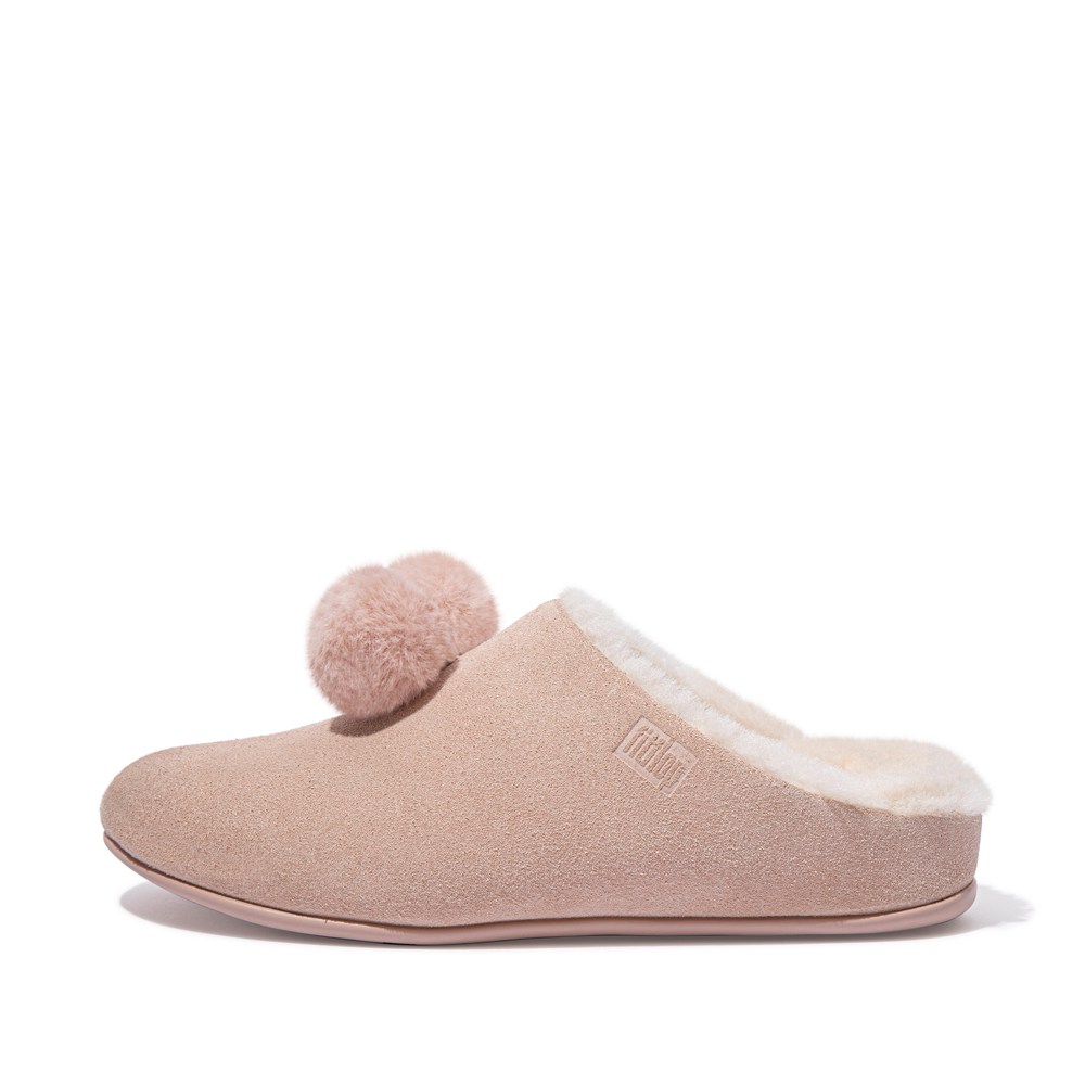 Fitflop Womens Slippers Pink - Chrissie Pom-pom Shearling - AI5489103